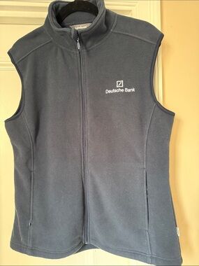 Deutsche Bank Women's Navy Fleece Vest - Full Zip Layering Vest